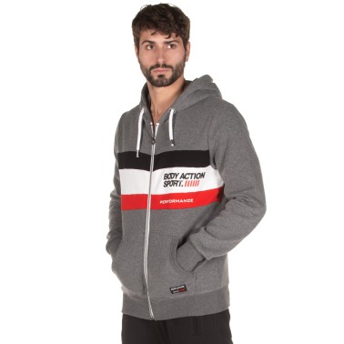 BODY ACTION TRI COLOR ZIP HOODIE 073919-01-03E Ανθρακί