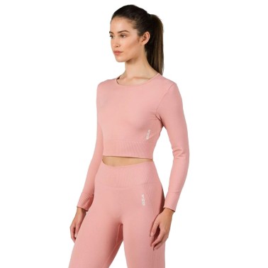 GSA R3 SEAMLESS RIBBED LONGSLEEVE CROPPED TOP 1721102001-BABY PINK Pink